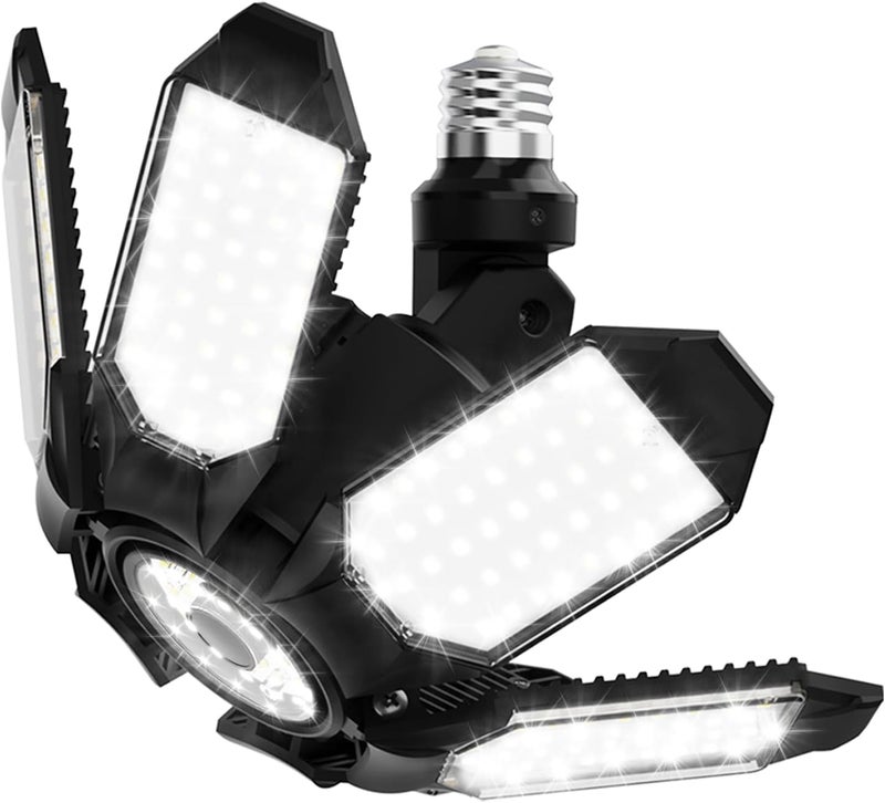 Adiding LED Garage Light Rotatable, Bright Basement Shop Ceiling Bay Lighting Fixture w/ 6 Adjustable Panels Screw in E26 E27 Bulb Base for Attic, Shed, Warehouse, Home Gym, Utility, Workshop - Image 1